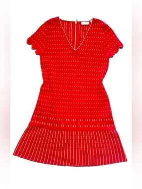 TED BAKER London Red Metallic Dress RELIOA Jacquard Knit Stretch Size S Can Be M